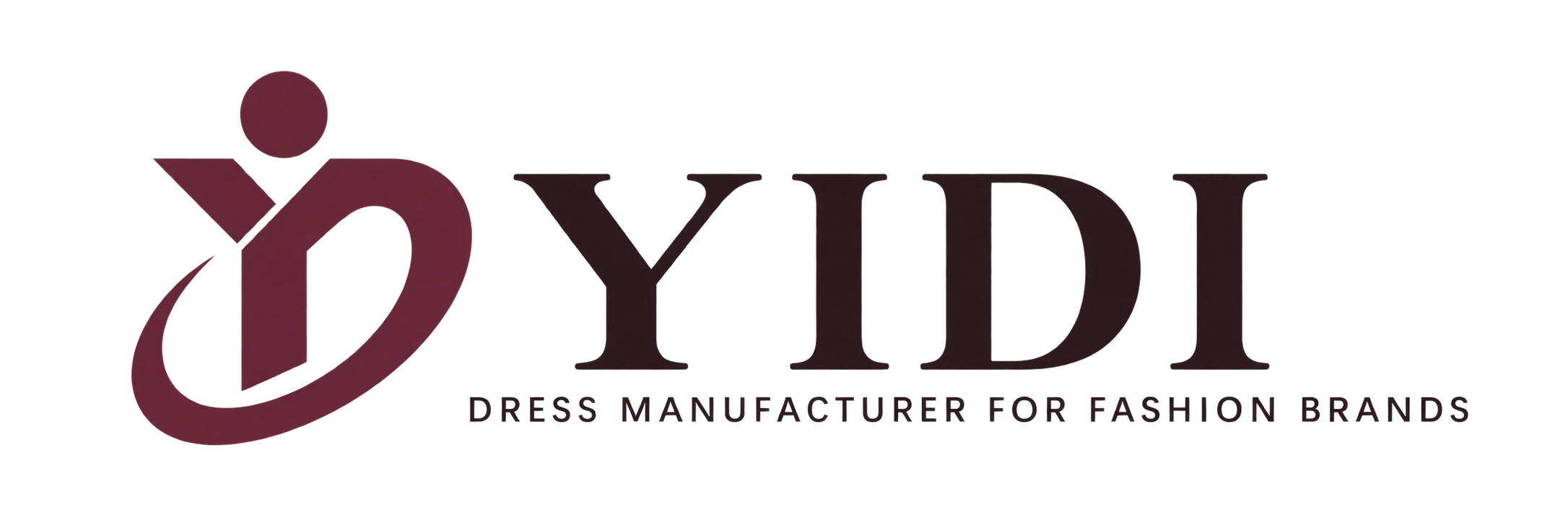 YIDI logo with dress manufacturer for fashion brands tagline.
