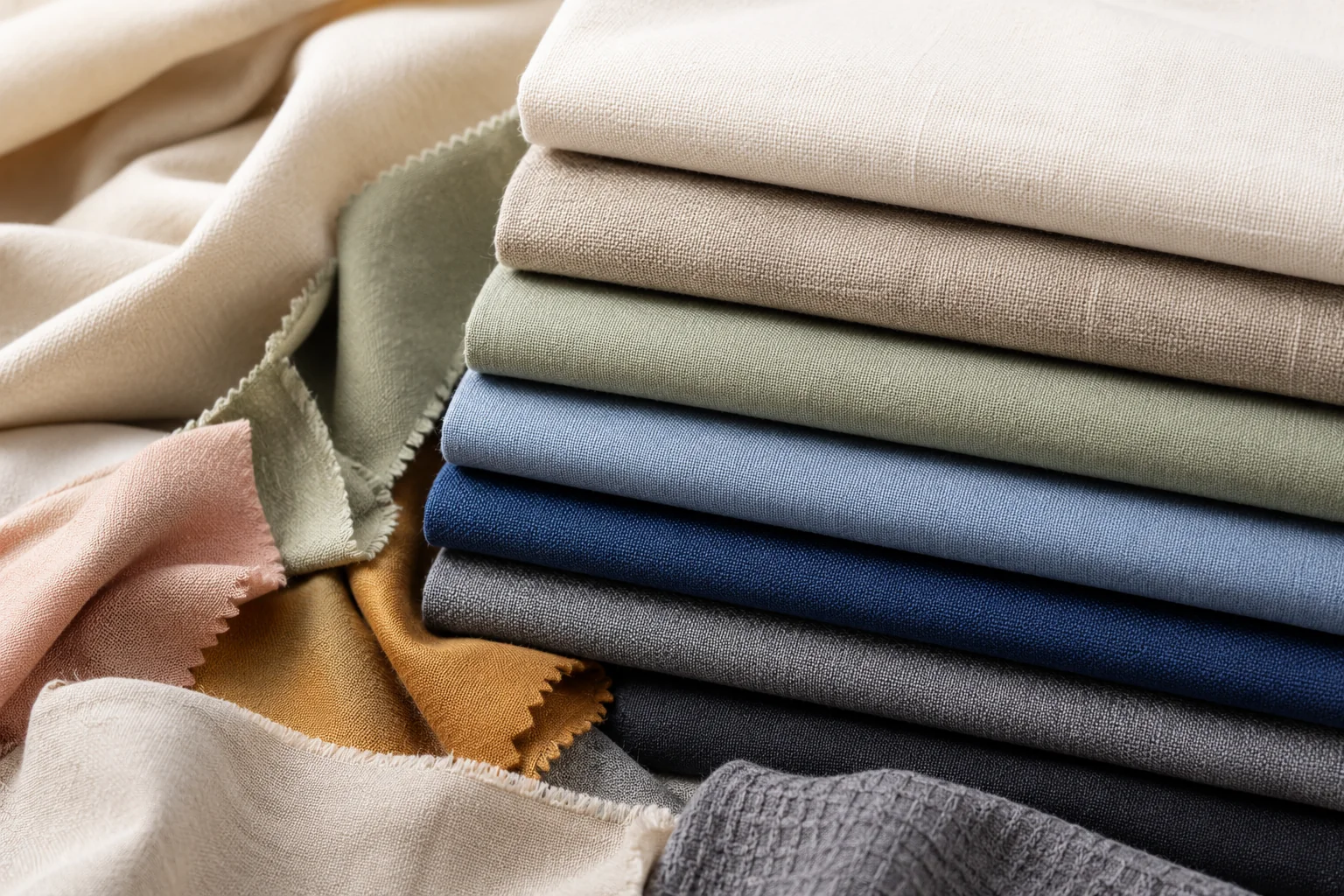 Fabric colors and textures.