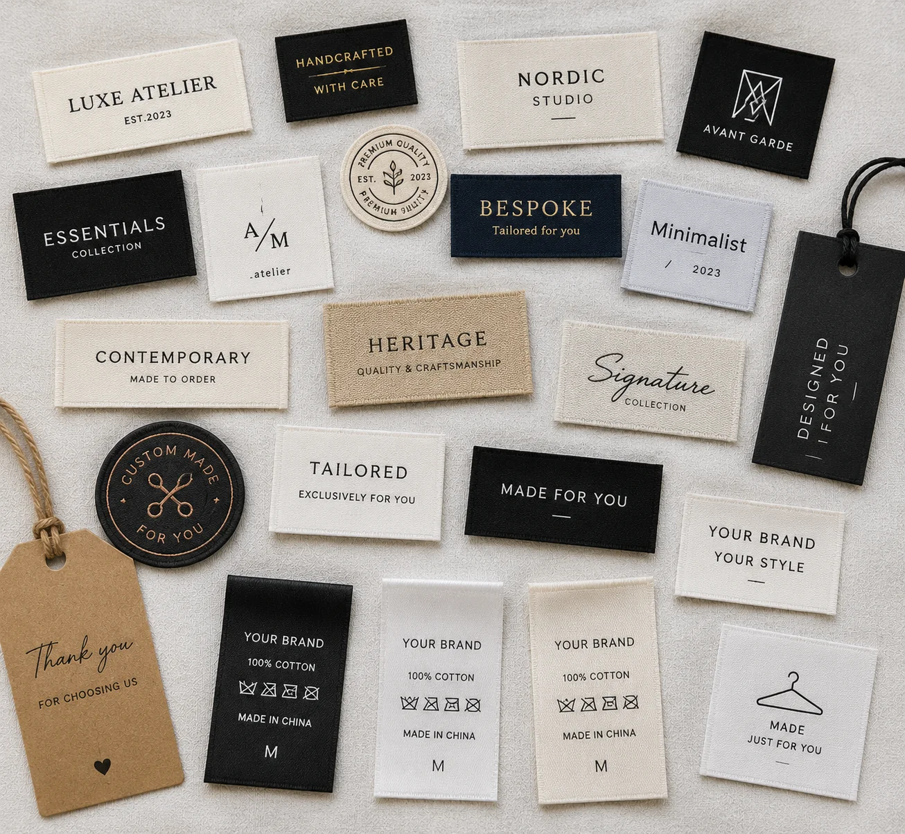 Garment label and tag options.
